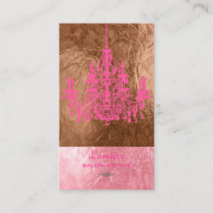 PixDezines Pink+White Chandelier/faux foil Business Card