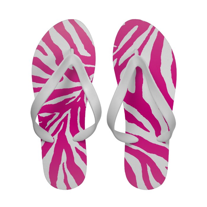 PixDezines pink zebra/diy background color Flip Flops
