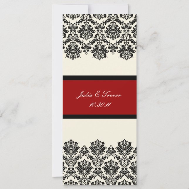 PixDezines Piqué, Damask / Black + Off White Invitation (Front)
