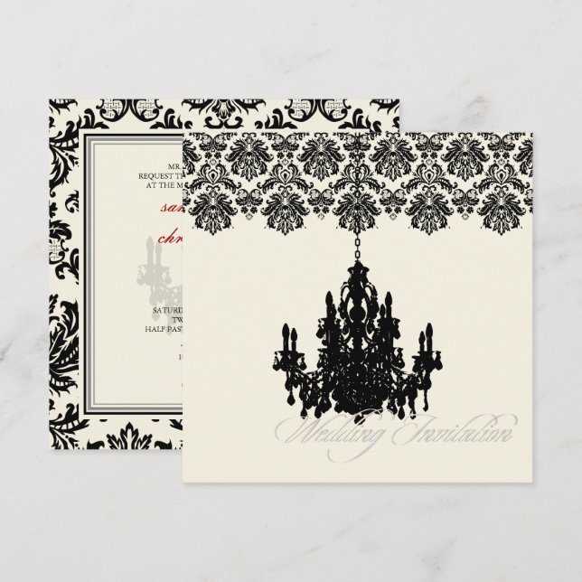 PixDezines Piqué Damask + Chandelier Invitation (Front/Back)