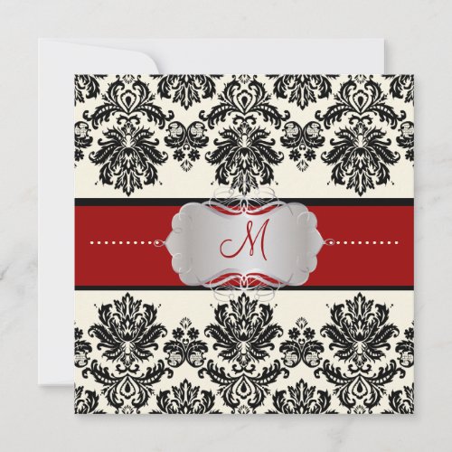 PixDezines Piqué, Damask/DIY color/Black+Off White Custom Invite