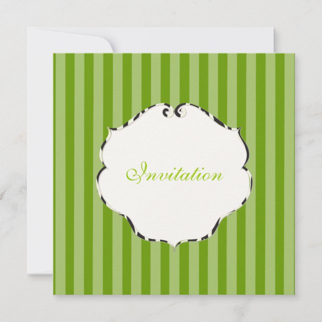PixDezines plain stripes/diy color/green Invitation (Front)