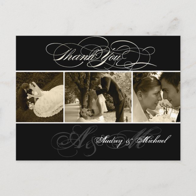 PixDezines Plain Wedding Photos Thank you Postcard (Front)