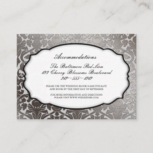 Customizable PixDezines platinum flora damask/accommodations Business Card Template