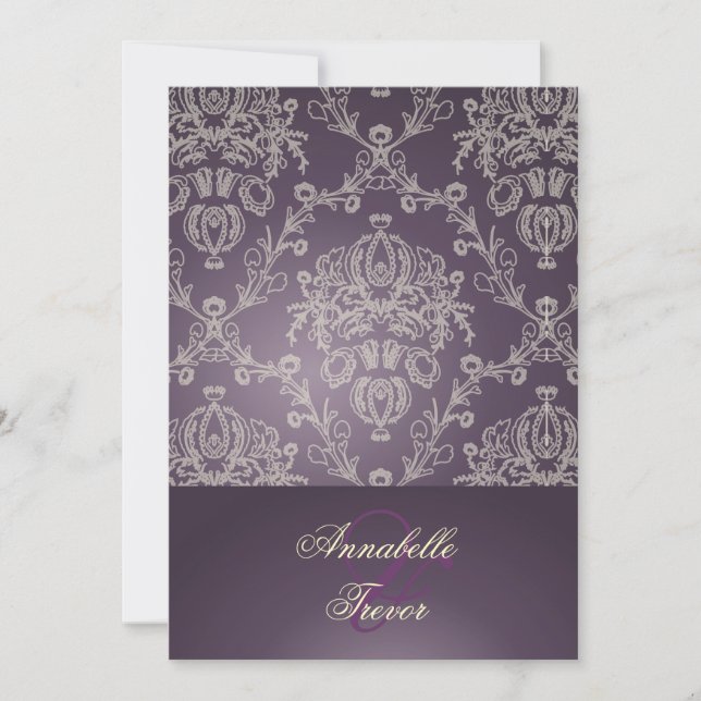 PixDezines PLUM / IVORY CREAM LACE INVITATION (Front)