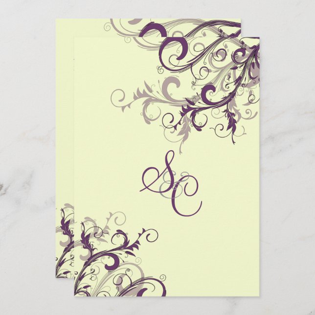 PixDezines PLUM SWIRLS/DIY Background Invitation (Front/Back)