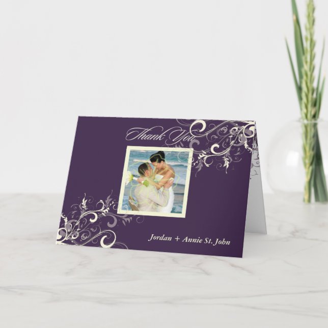PixDezines Plum + Vanilla Swirls Photo Thank You (Front)