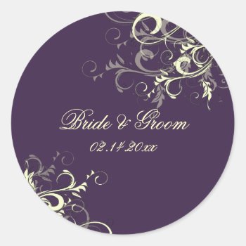 Pixdezines Plum Vanilla Swirls Wedding Stickers by custom_stationery at Zazzle