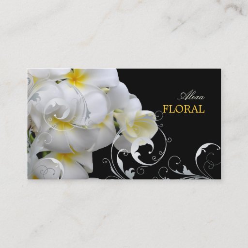 Customizable PixDezines Plumeria+filigree swirls/diy colors Business Card