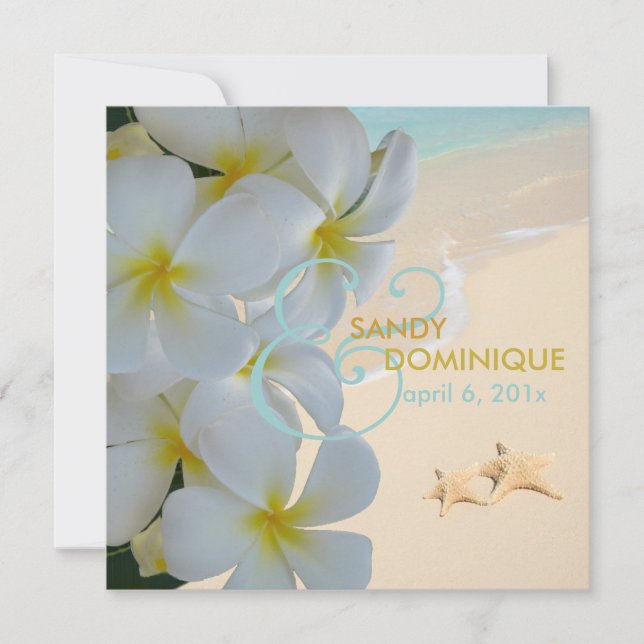 PixDezines Plumeria Lei /beach/starfish tropical Invitation (Front)