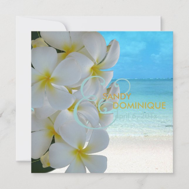 PixDezines Plumeria Lei /beach/tropical wedding Invitation (Front)