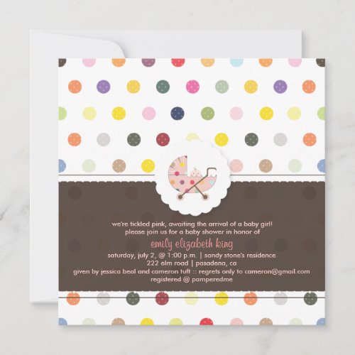 PixDezines Polkadots + Minidots baby shower Personalized Announcements