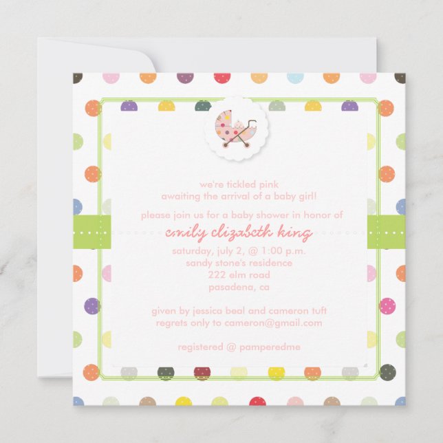 PixDezines Polkadots + Minidots baby shower Invitation (Front)