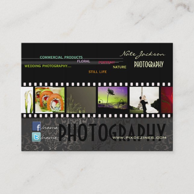 PixDezines portfolio photos template/DIY color Business Card (Front)
