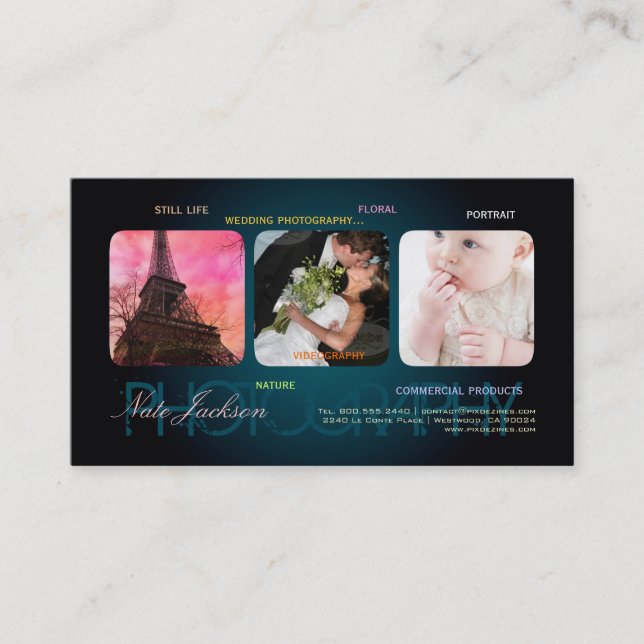 PixDezines portfolio template/DIY fonts Business Card (Front)