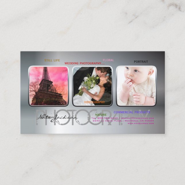 PixDezines portfolio template/DIY fonts Business Card (Front)