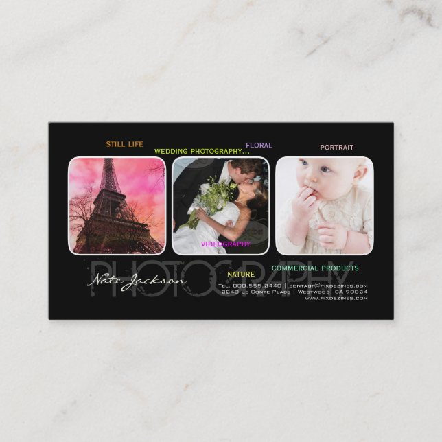 PixDezines portfolio template/DIY fonts Business Card (Front)