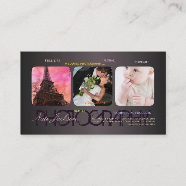 PixDezines portfolio template/DIY fonts Business Card (Front)