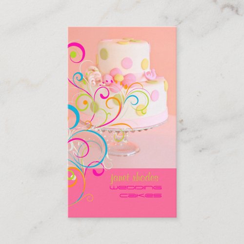 PixDezines Pretty in Pink wedding cake/diy color Business Cards