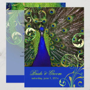 PixDezines psychedelic peacock/cobalt blue Invitation