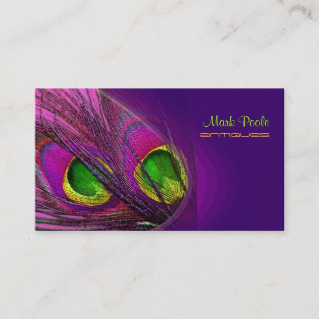 PixDezines Psychedelic Peacock, Customize It! Business Card (Front)