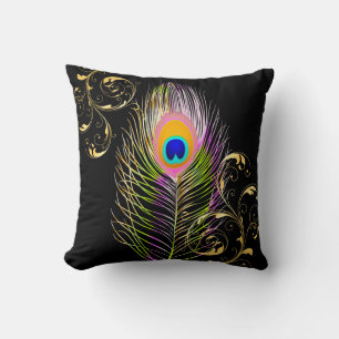 PixDezines psychedelic peacock/diy background Throw Pillow