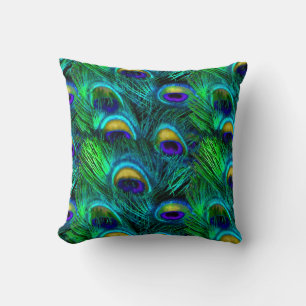 PixDezines psychedelic peacock/diy background Throw Pillow