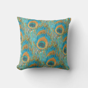 PixDezines psychedelic peacock/diy background Throw Pillow