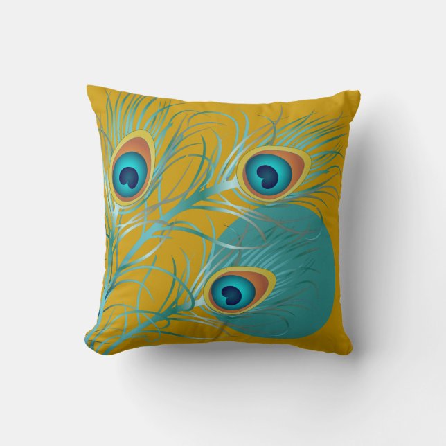 PixDezines psychedelic peacock/diy background Throw Pillow (Front)
