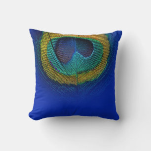 PixDezines psychedelic peacock eye/cobalt+green Throw Pillow