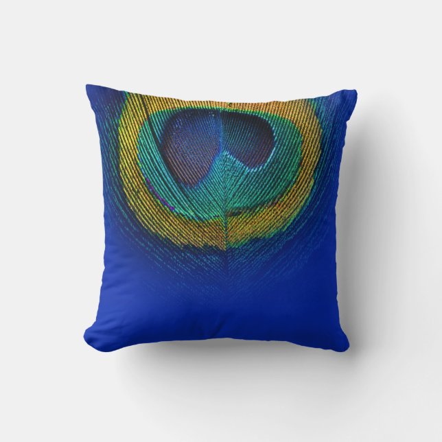 PixDezines psychedelic peacock eye/cobalt+green Throw Pillow (Front)
