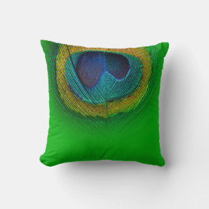 PixDezines psychedelic peacock eye/green+red Throw Pillow