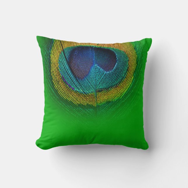 PixDezines psychedelic peacock eye/green+red Throw Pillow (Front)