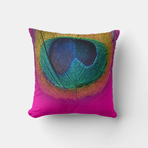 PixDezines psychedelic peacock eye/pink+lime Throw Pillow