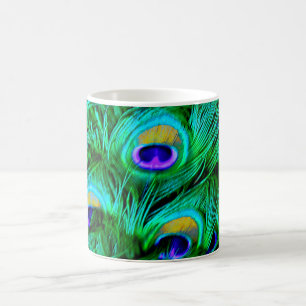 PixDezines Psychedelic Peacock Feather Coffee Mug