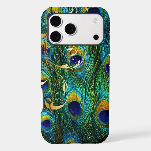 PixDezines Psychedelic Peacock+filigree swirls Case-Mate iPhone Case (Back)