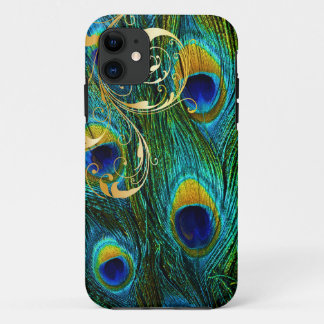 PixDezines Psychedelic Peacock+filigree swirls iPhone 11 Case