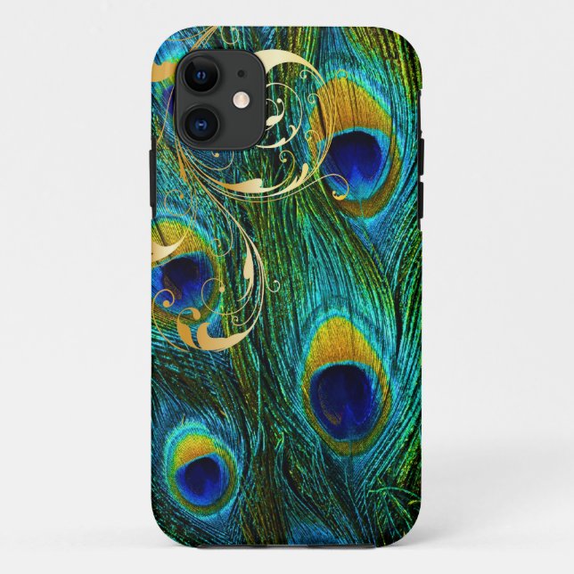 PixDezines Psychedelic Peacock+filigree swirls Case-Mate iPhone Case (Back)