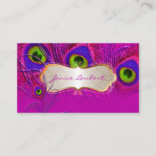 PixDezines psychedelic peacock+gold trim label Business Card