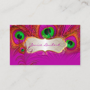 PixDezines psychedelic peacock+gold trim label Business Card