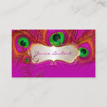 Pixdezines Psychedelic Peacock Gold Trim Label Business Card by Create_Business_Card at Zazzle