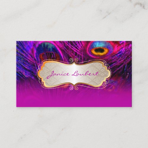 PixDezines psychedelic peacock+gold trim label Business Cards