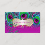 Pixdezines Psychedelic Peacock+gold Trims Label Business Card at Zazzle