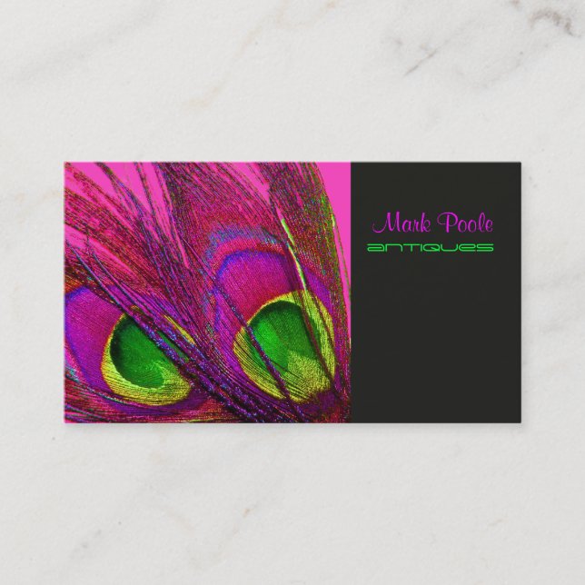 PixDezines Psychedelic Peacock,/neon/diy fonts Business Card (Front)