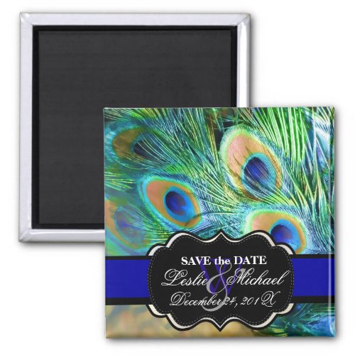 PixDezines Psychedelic Peacock Save the Date Magnet