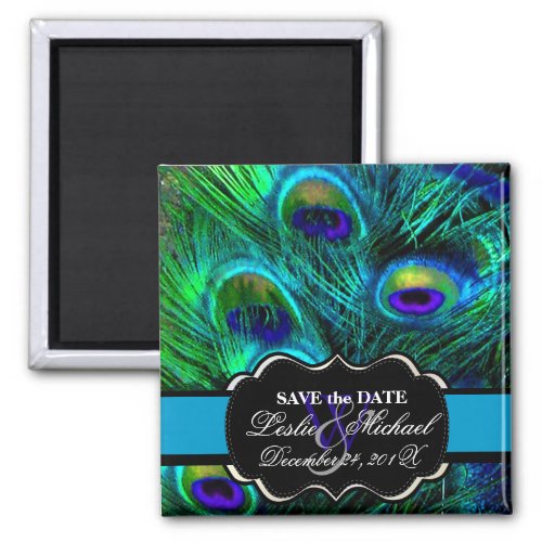 PixDezines Psychedelic Peacock Save the Date Magnet