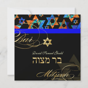 PixDezines Psychedelic Stars, Bar Mitzvah Invitation