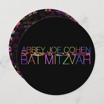 Pixdezines Psychedelic Stars/neon/bat Mitzvah Invitation by custom_mitzvah at Zazzle
