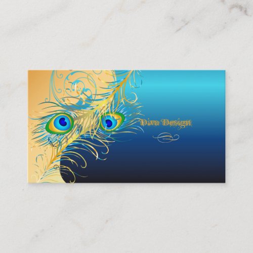 PixDezines psychedellic Peacock+metallic blue Business Cards