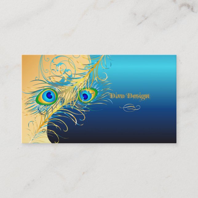 PixDezines psychedellic Peacock+metallic blue Business Card (Front)